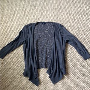 Dark grey cardigan with back floral pattern